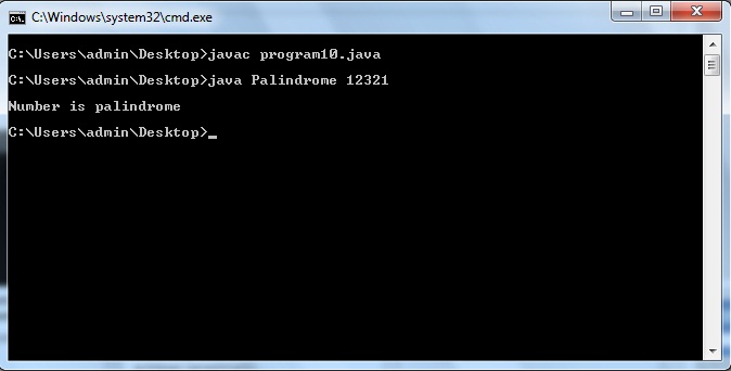 Java program to check whether a given number is palindrome or not