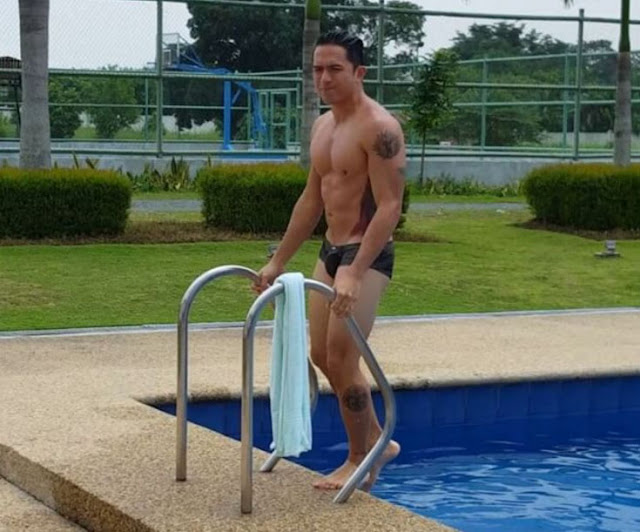 OMG! Dennis Triilo wears see-through swimming trunks for BLNGMB