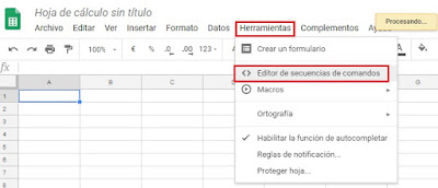 Desarrollar código con Google Script