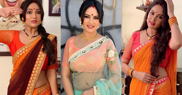 Kamna Pathak saree hot actress happu ki ultan paltan