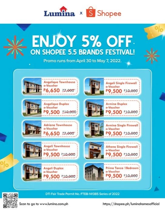 List of Lumina Homes properties participating in the Shopee brands festival