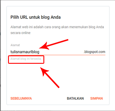 membuat url blog di blogspot