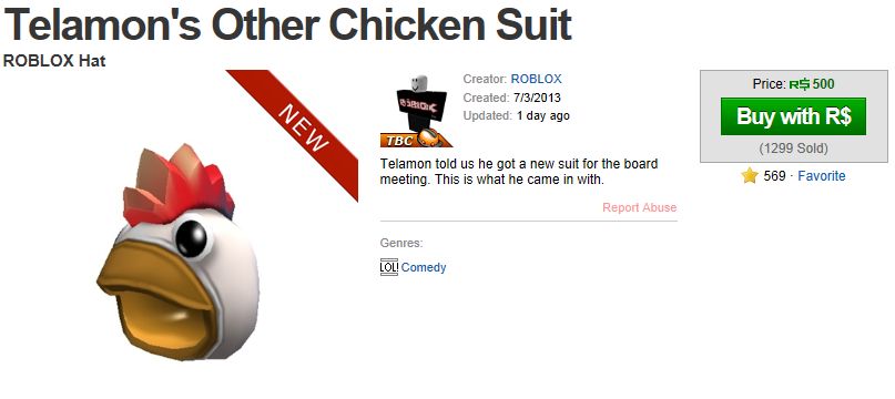 Unofficial Roblox Telamon S Other Chicken Suit - roblox chicken suit shirt