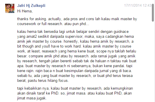 dari degree terus ke phd