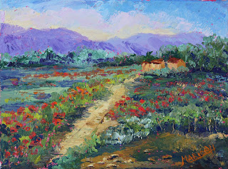 Poppy Meadow oil painting by Marion Hedger