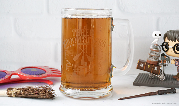 Three Broomsticks Etched Glass Mug