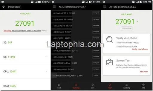 Benchmark AnTuTu v6 Asus Zenfone Live ZB501KL
