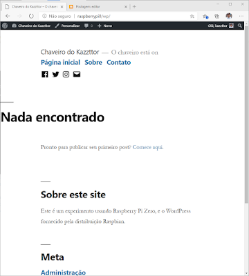 Site Wordpress configurado no Raspberry Pi