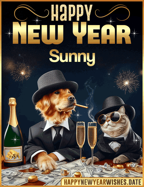 Happy New Year wishes gif Sunny