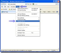 Internet Explorer manage add-ons