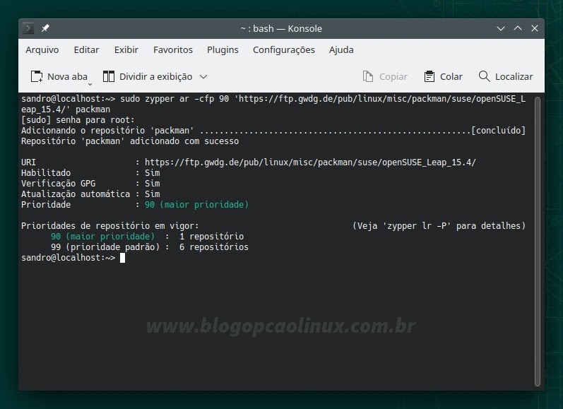 Adicionando o repositório Packman no openSUSE Leap 15.4