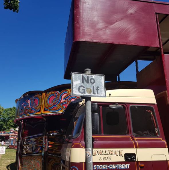 NO GOLF sign at Torkington Park in July 2018