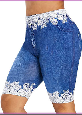 women's denim and lace shorts 