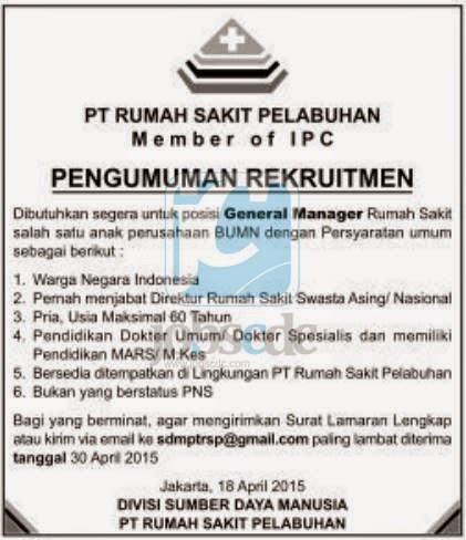 PT Rumah Sakit Pelabuhan - General Manager Pelindo 2 Group 