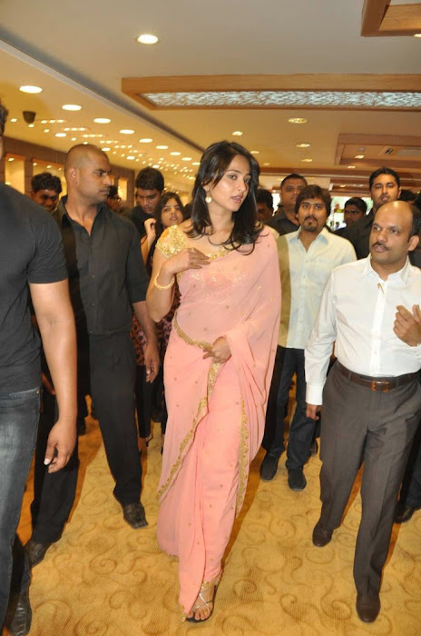 Anushka Shetty in Mustard Saree and Golden Blouse in a Shopping mall unseen pics