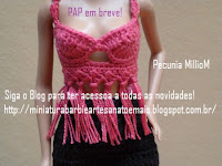 PAP top cropped de crochê para Barbie