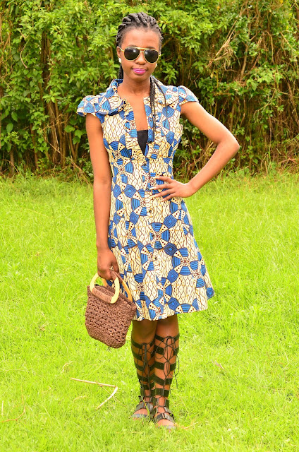 Wearing Knee High Gladiator Sandals With a Stylish Ankara Dress