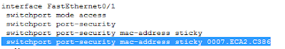 port security running configuration