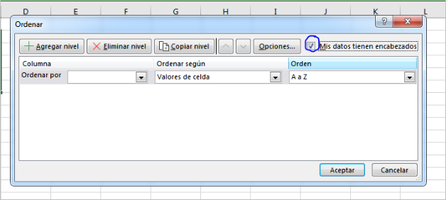 como ordenar datos en excel