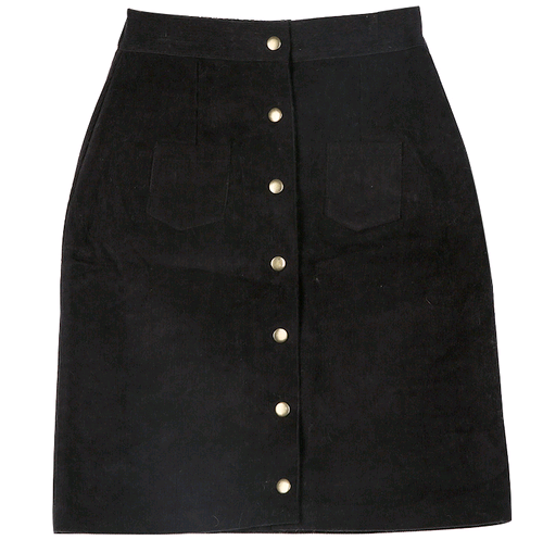 Button-Point Corduroy Skirt