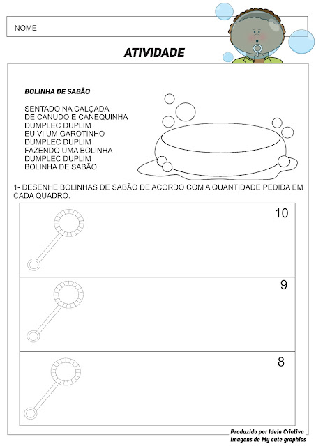 Atividade com a música Bolinha de Sabão