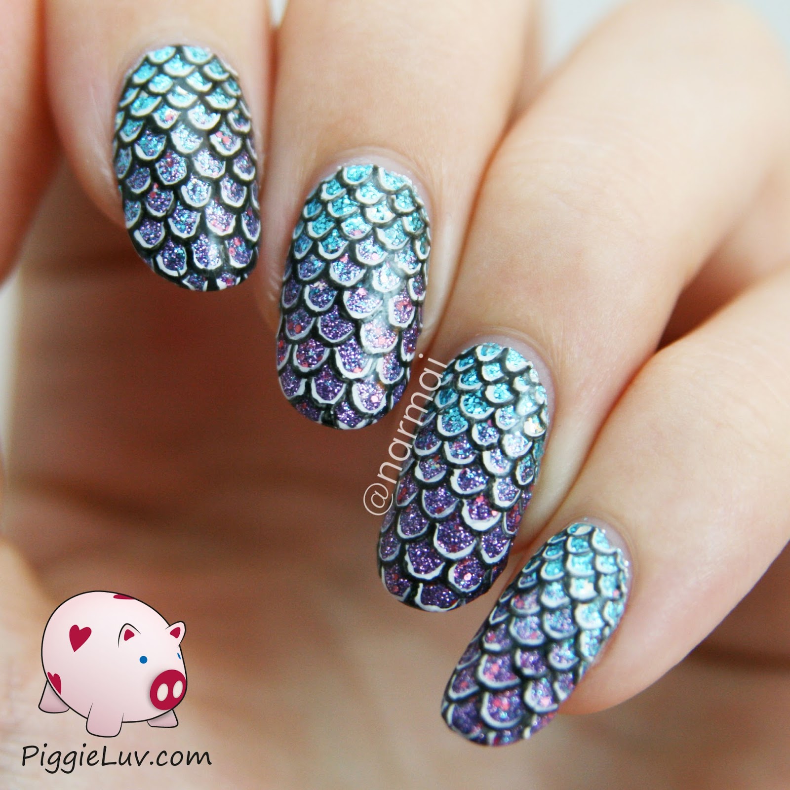 PiggieLuv: Mermaid scales nail art   video tutorial