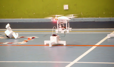 The drone from one of the teams attempting to pick up a package.