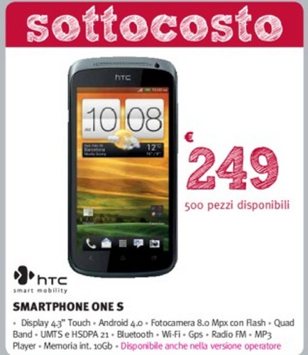 Supermedia promuove la vendita dell'Htc One S al prezzo sottocosto di soli 249 euro