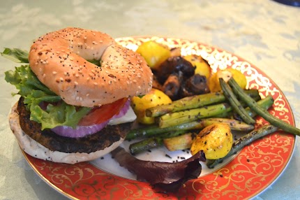 Black Bean Burgers with Spicy Grilled Vegetables