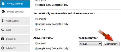 delete skype chat history