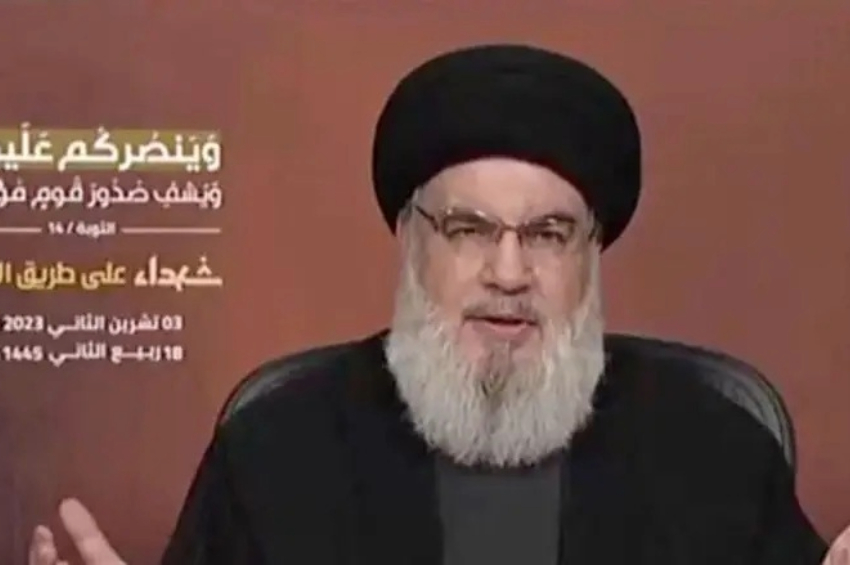 Nasrallah durante o discurso | Screenshot