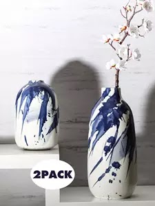AD TERESA'S COLLECTIONS 2pcs Ceramic Vase Blue White Oriental Vases Glazed Decorative Flower Vase for Living Room Home Decor US $31.53 New User Deal 16 sold5 Free Shipping