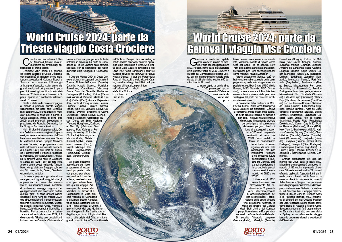 World Cruise 2024: parte da Genova il viaggio Msc Crociere