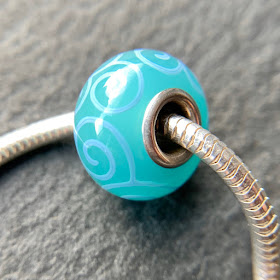 Handmade lampwork glass silver core big hole charm bead by Laura Sparling made with CiM Toothpaste