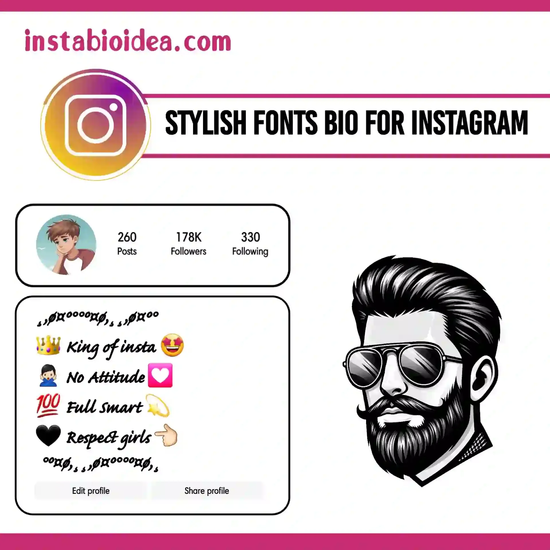 stylish fonts bio for instagram image