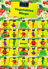vegetables bingo game for learning english