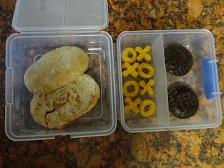 Pitta Pizzas, Walkers Hoops and Crosses in lunch box