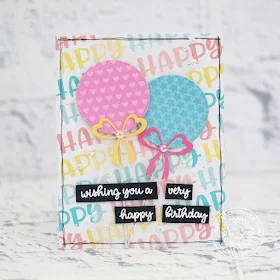 Sunny Studio Stamps: Happy Thoughts Stamped Text Background Birthday Card by Lexa Levana
