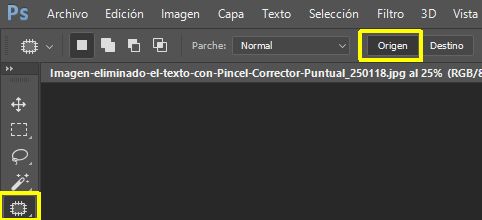 Seleccionar Origen en Herramienta Parche Photoshop