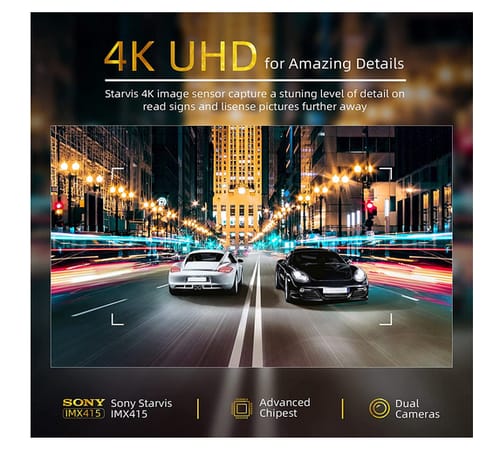 Acekool 4K Mirror Dash Cam for Cars with Voice Control