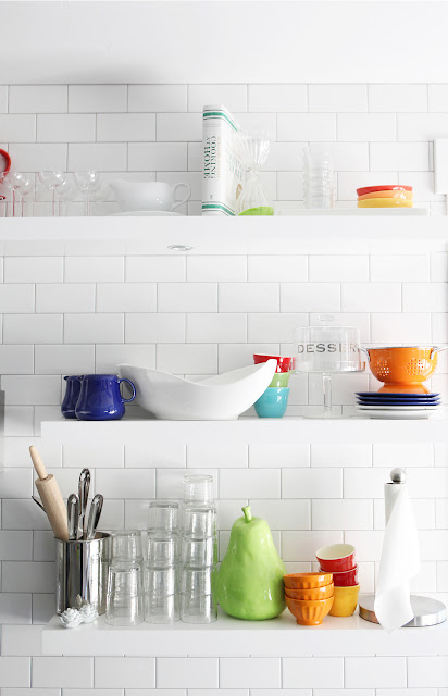 Floating Shelves Brooke Jones Designs Modern Kitchen Subway Tile