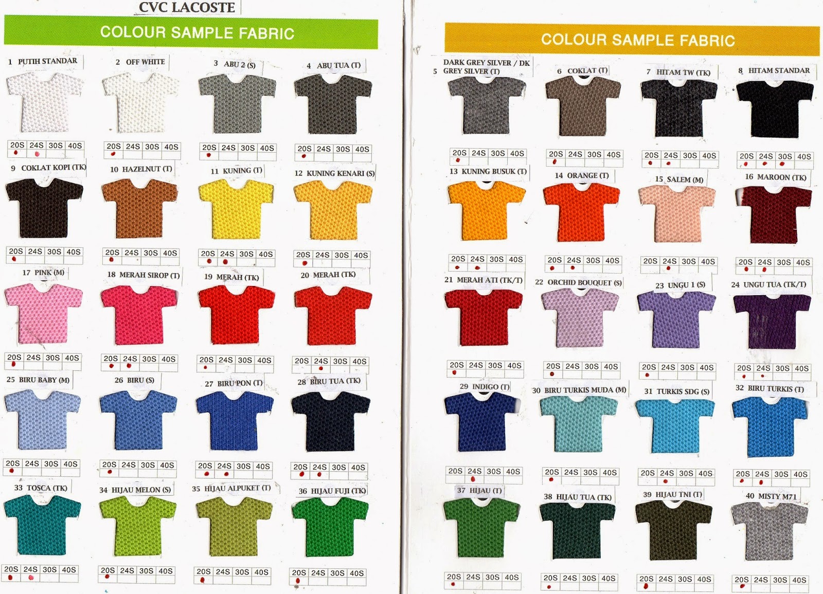  Katalog Warna  Kain Cotton Combed Lacoste Ini Blognya 