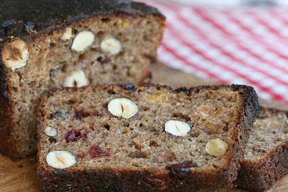 Rye bread with hazelnuts, raisins and dried cranberries