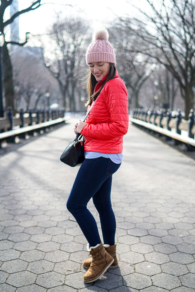 Krista Robertson, Covering the Bases,Travel Blog, NYC Blog, Preppy Blog, Style, Fashion Blog, Travel, Fashion, Style, NYC, Patagonia, Central Park, Winter Jackets, Bright Colored Coats, Warm Clothes