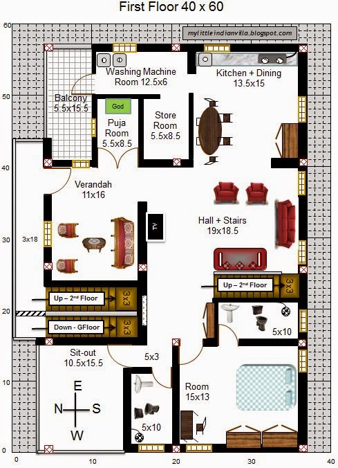 My Little Indian Villa: 32R25 3BHK Duplex in 40x60 West facing 