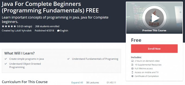 [100% Free] Java For Complete Beginners (Programming Fundamentals) FREE