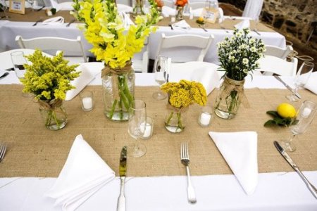 You don't have to have tall centerpieces or even designs that are 