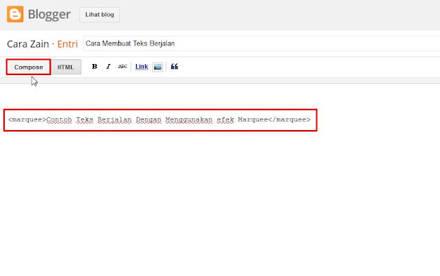 Cara Membuat Tulisan Berjalan (Marquee) Di Blog Terbaru