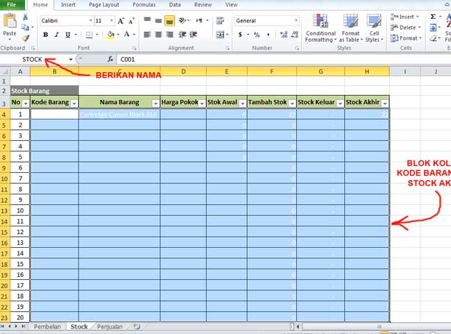 Cara membuat aplikasi penjualan menggunakan Excel