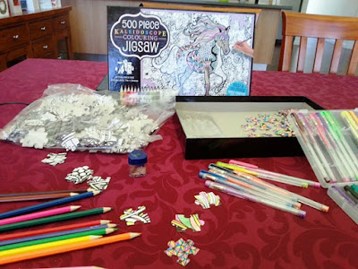 Taking colouring in to the next level - a jigsaw that needs to be coloured as well as put together